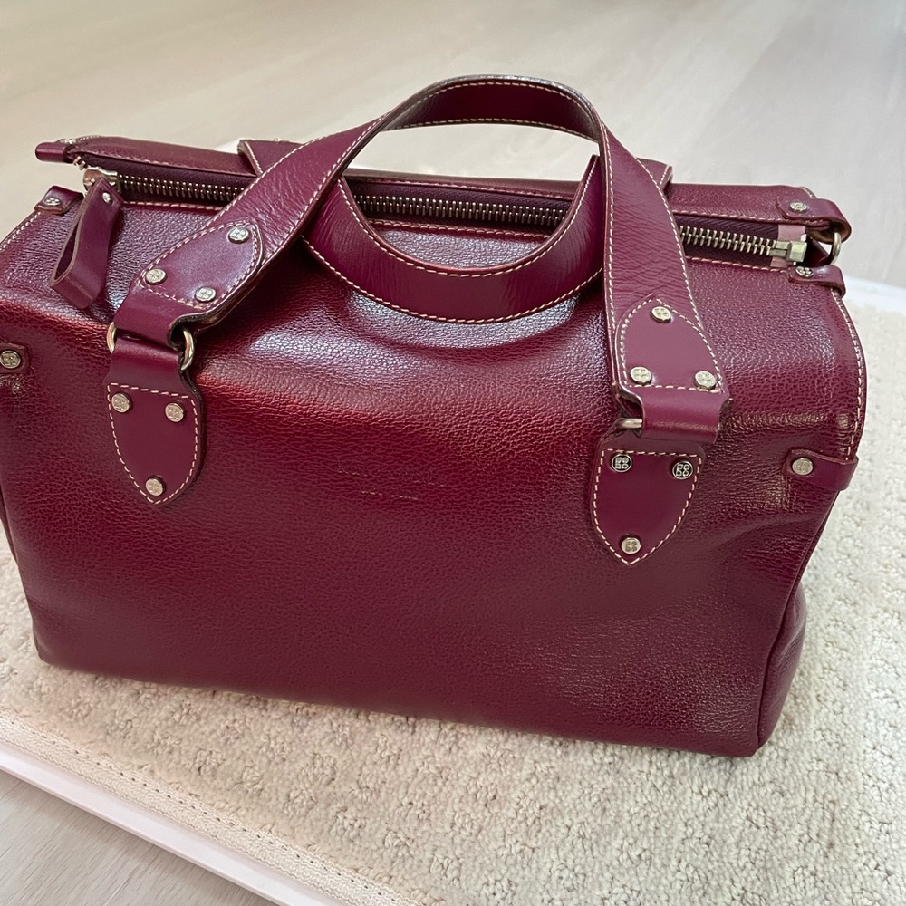 Kate Spade New York Pebble Leather Satchel in Burgundy/red.  Vintage vibe